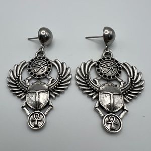 Ancient Egyptian Beetles Spiritual Statement Earrings  -  Eye of Ra Earrings